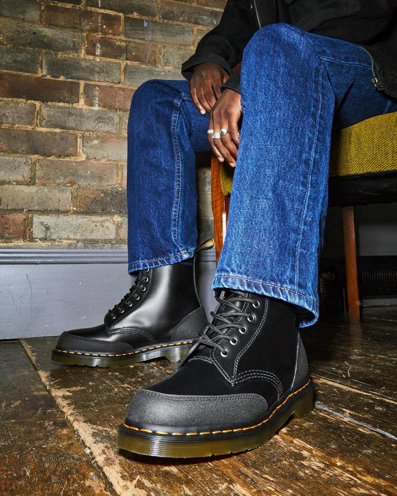 Dr Martens 1460 Guard Panel Lær Snørestøvletter Herre Svarte | Norge 295RVD